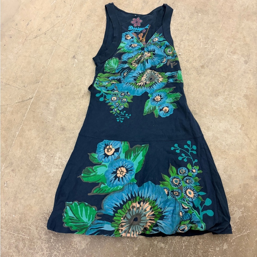 Desigual babydoll bubble hem Floral Sleeveless Dress
